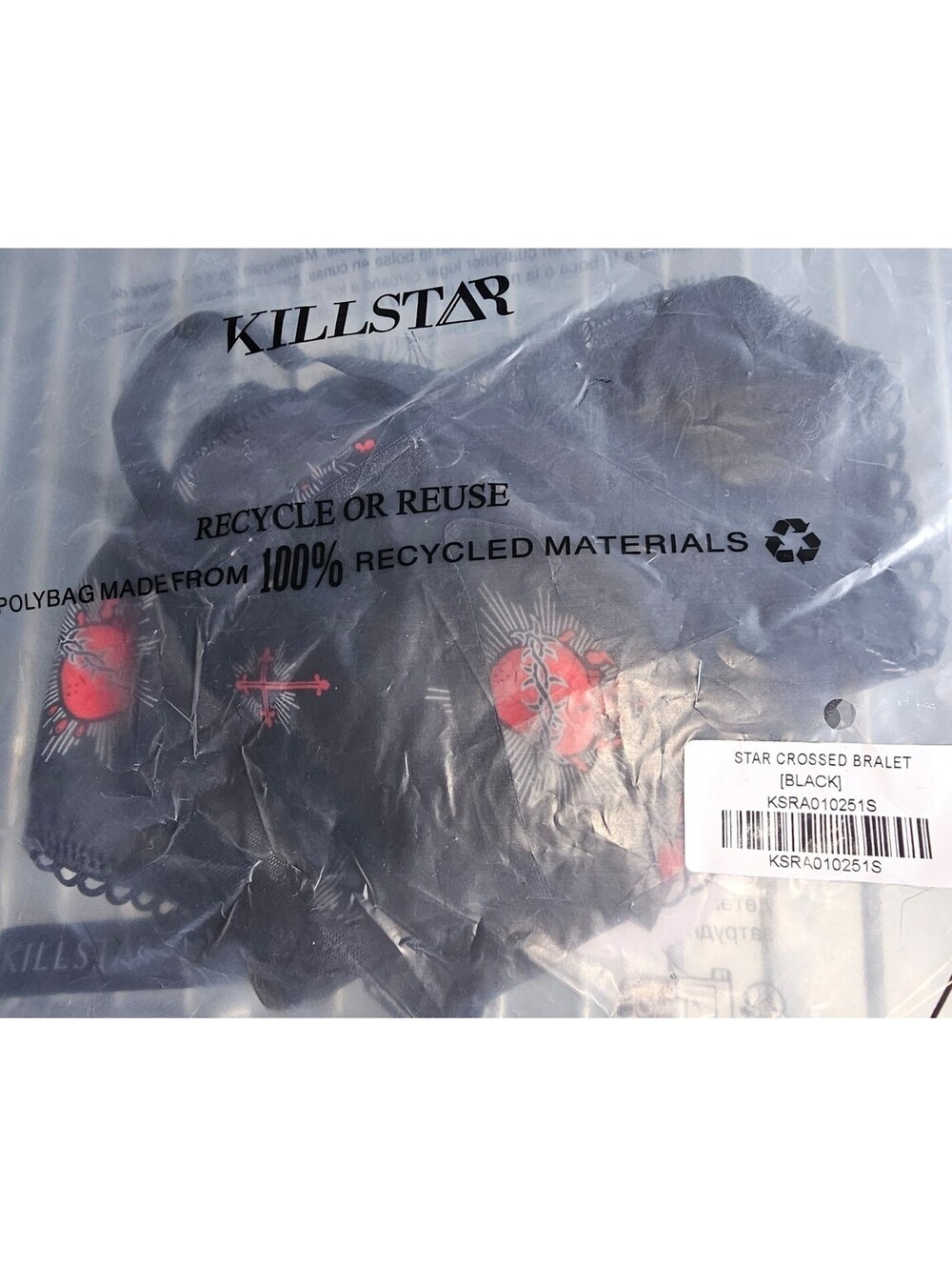 Killstar Star Crossed Bralette Black & Red Women's Size Small NEW With Tags - Picture 8 of 8